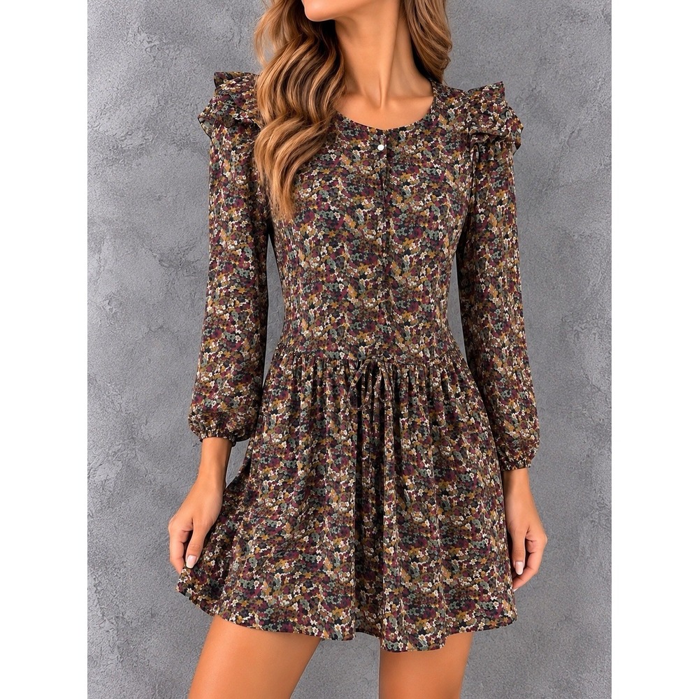 Sandro Harmonie Mini Dress Womens 1 Floral Ruffle Cottagecore Romantic Fairycore
